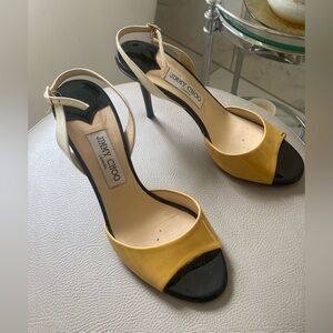 Jimmy Choo Tan and Black Slingback Heels 39.5 / US 9.5